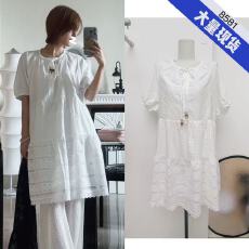 批发赵露思<b class='q'>同款</b>白色蕾丝拼接灯笼袖<b class='q'>连衣裙</b>女法式甜美减龄小个子娃娃裙