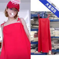 批发<b class='q'>明星</b>赵露思同款红色蝴蝶结系带<b class='q'>连衣裙</b>女多巴胺海边度假吊带长裙子