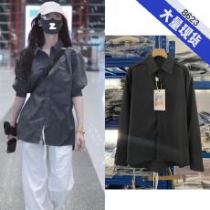 批发倪妮同款灰色高级感长袖<b class='q'>衬衫</b>女秋季小众宽松气质通勤穿搭<b class='q'>衬衣</b>上衣