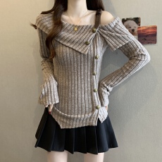 批发实拍2026新款春款大码女装胖MM设计感落肩小众别致显瘦百搭上衣