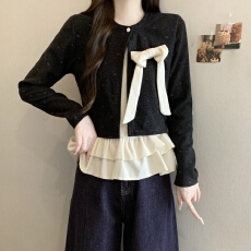 批发<b class='q'>实拍</b>2026新款<b class='q'>大码</b><b class='q'>女装</b>秋冬设计感蝴蝶结假两件遮肚显瘦百搭上衣