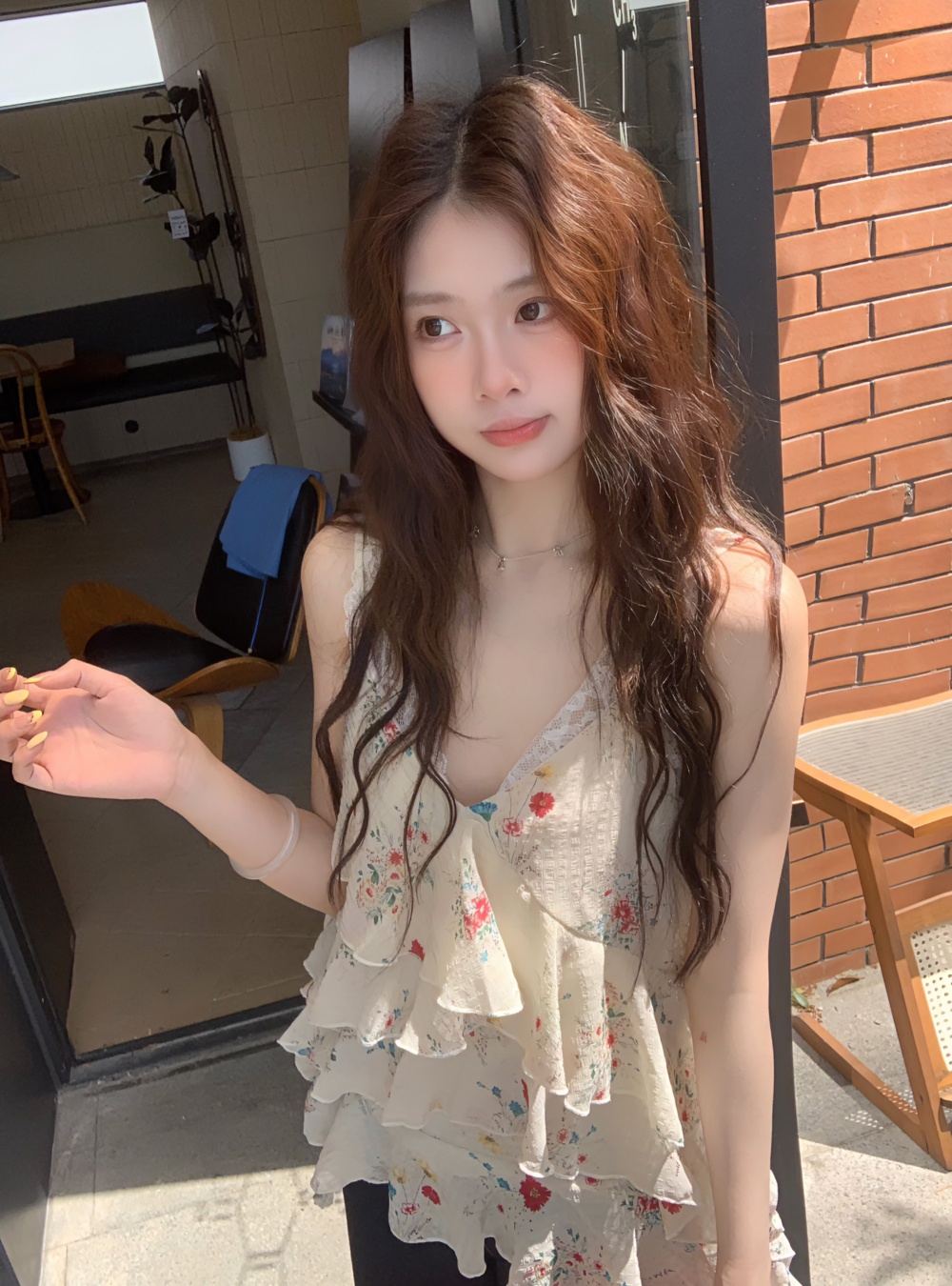 실사 봄 연꽃 잎 레이스 캐미솔 불규칙 디자인 센스 꽃무늬 순수한 욕망 작은 맨위