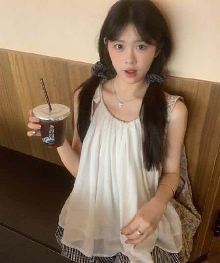 실사 한 부서 여름 화이트 요정 요정 스트랩 슬립 부드러운 찹쌀 달콤함 소녀 민소매 맨위 여성