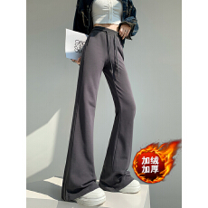 批发仿华棉复合宝宝绒  冬季新款喇叭裤<b class='q'>阔腿裤</b>高腰垂感显瘦加绒运动裤