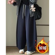 批发仿华棉复合宝宝绒 冬季慵懒松弛感宽松加绒阔腿<b class='q'>裤</b>