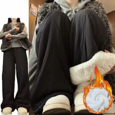 批发官图不减价 复合羊羔绒 新款东北特厚保暖加绒防寒毛绒阔腿裤