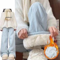 批发官图不减价 复合羊羔绒 新款东北特厚保暖加绒防寒毛绒阔腿裤