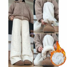 批发官图不减价 复合羊羔绒 新款东北特厚保暖加绒防寒毛绒阔腿裤