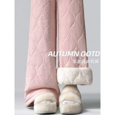 批发官图不减价 复合羊羔绒 新款东北特厚保暖加绒防寒毛绒阔腿裤