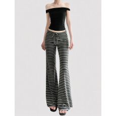 批发官图不减价 色织条 灰色条纹微喇裤<b class='q'>女</b>慵懒风阔腿垂感<b class='q'>休闲裤</b>子