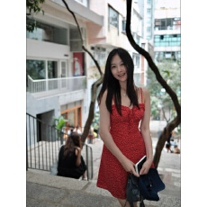 批发Since Beauty法式红色<b class='q'>碎花</b>度假新款夏短款小个子吊带连衣裙女