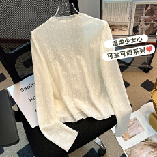 批发秋冬新款时尚洋气半高领蕾丝打底衫女轻薄透气纱衣内搭长袖上衣潮