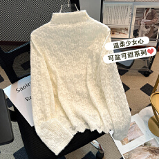 批发秋冬新款时尚洋气半高领蕾丝打底衫女气质百搭显瘦内搭减龄上衣