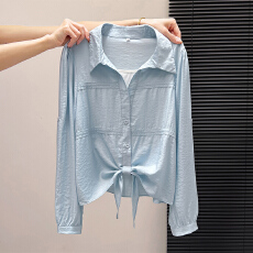 春装新款时尚洋气假两件拼接衬衫女长袖设计感小众气质减龄上衣潮