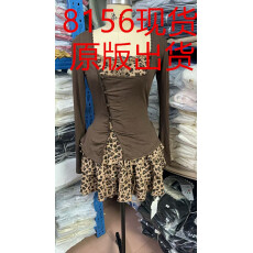 批发Mejiu蜜九麦恩莉秋季性感蕾丝豹纹<b class='q'>连衣裙</b>女长袖设计修身裙子