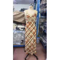 批发pusumede 复古色调 格纹吊带<b class='q'>连衣裙</b>女法式气质印花长裙度假背心裙