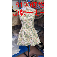 批发RECIT 玫瑰油画衬衫领无袖<b class='q'>连衣裙</b>女春夏千金风蓬蓬修身收腰背心裙