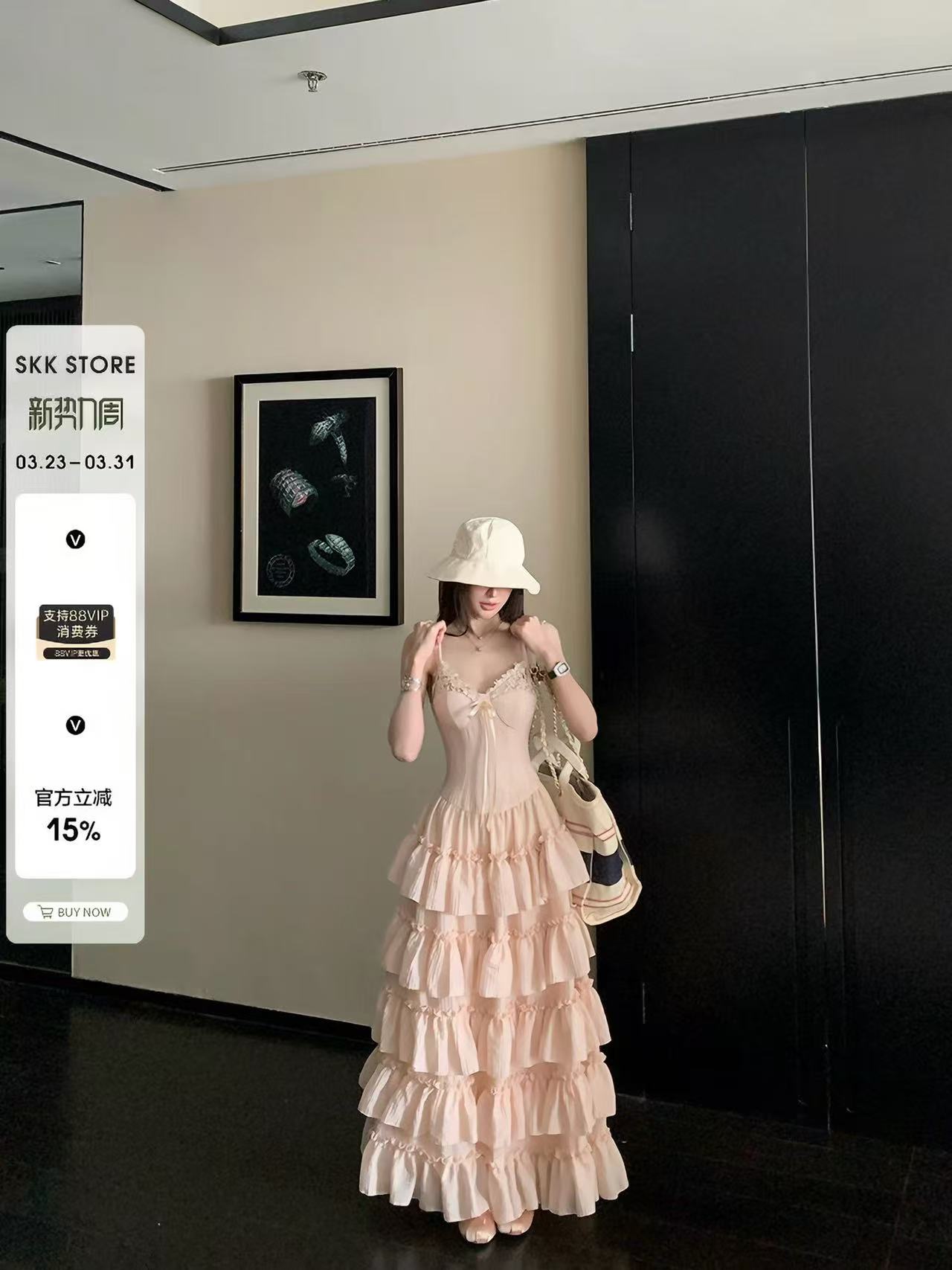 skk store S 지아 리 치마 프랑스식 무거운 작업 4 미터 소비 재료 레이스 슬립 드레스 3 차원 케이크 롱 스커트