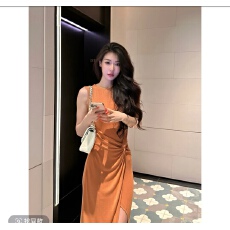 批发JIJINQI夏季新款修身气质长裙新款高级感<b class='q'>连衣裙</b>女