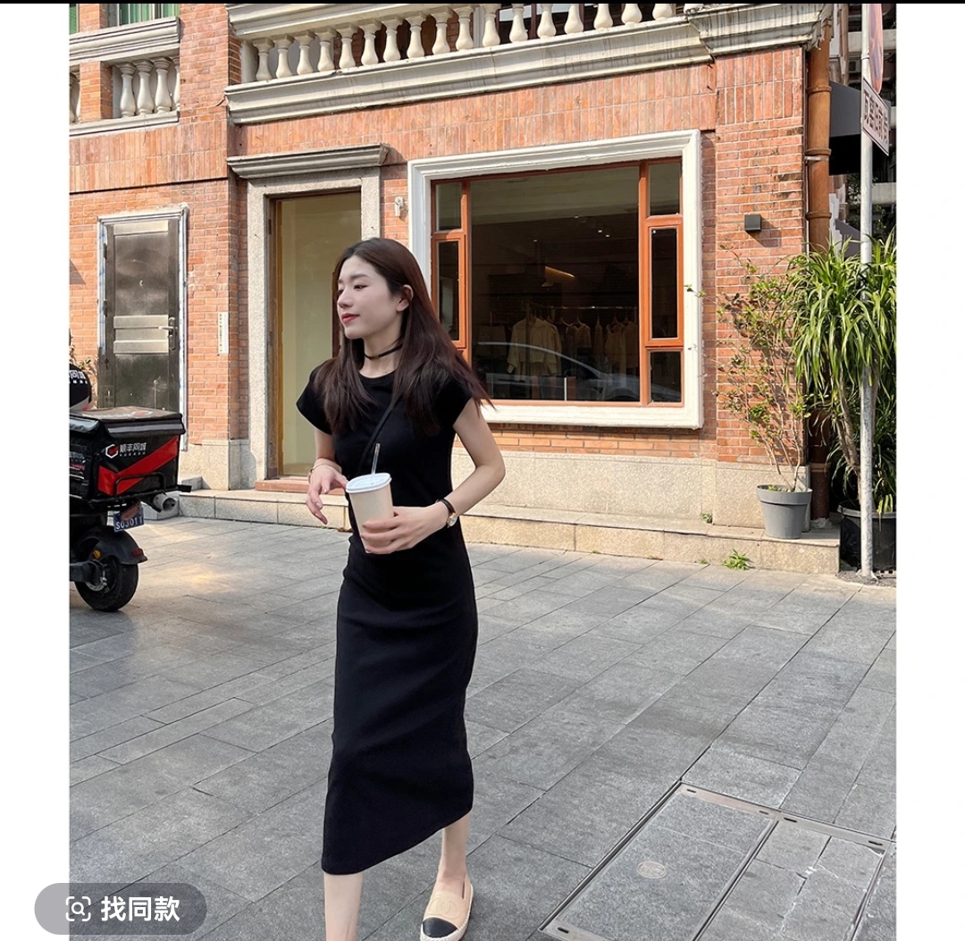 캐주얼 센스 라운드 넥 몸매 가꾸기 롱 코트 드레스