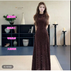 批发Madofit麻豆/2101<b class='q'>巴洛克</b>梦境 提花蕾丝裙 无袖挂脖显瘦褶皱鱼尾裙