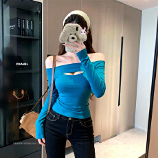 批发实拍大码胖mm长袖T恤女秋<b class='q'>冬</b>显瘦遮肚辣妹设计感上衣打底衫M-4XL