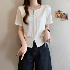 批发实拍大码胖mm短袖T恤女<b class='q'>夏</b>季显瘦遮肚设计感上衣M-4XL