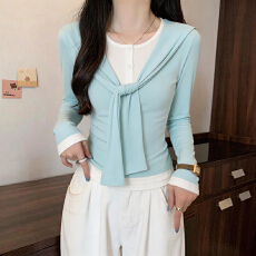 批发<b class='q'>实拍</b><b class='q'>大码</b>胖mm假两件t恤女春季修身显瘦上衣M-4XL