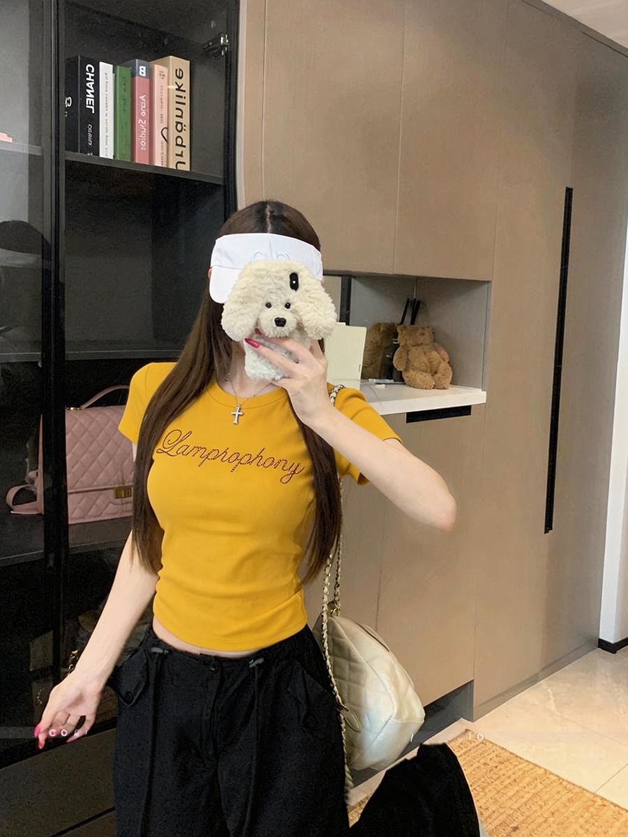 실사 빅 사이즈 지방 mm 반팔 티셔츠 여성 여름 슬림해 보이는 표지 배 마이크로 지방 뜨거운 벽돌 맨위 m-4xl