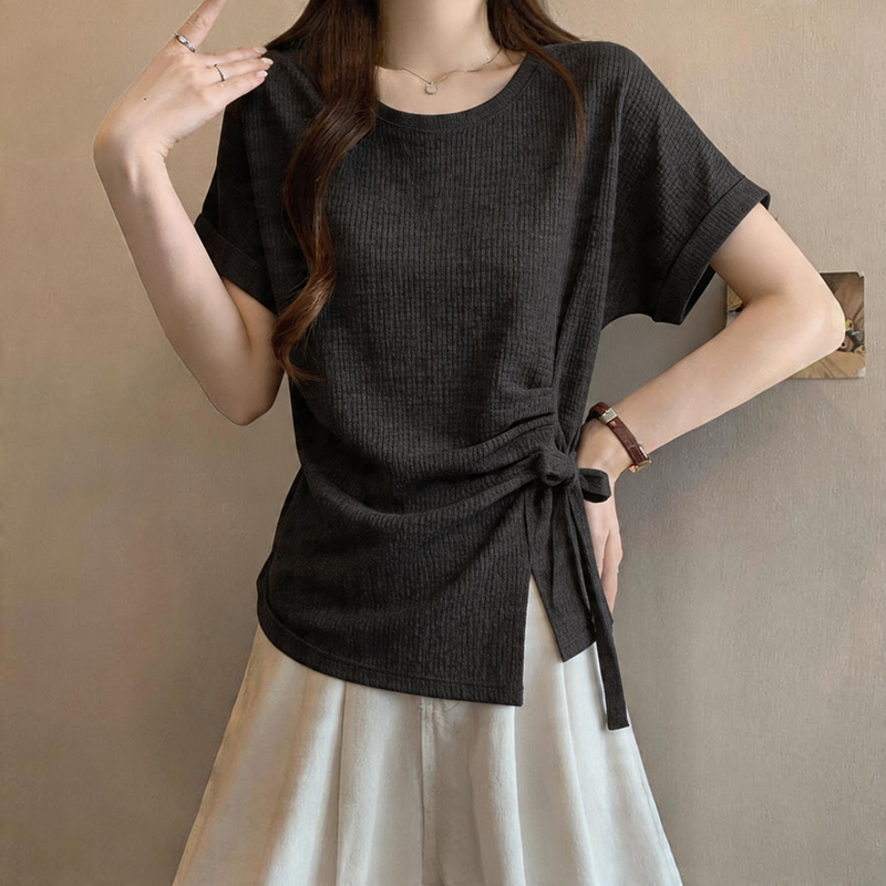 실사 빅 사이즈 지방 mm 반팔 티셔츠 여성 여름 루즈핏 슬림해 보이는 맨위 m-4xl