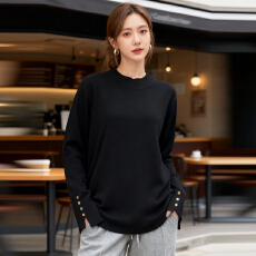 批发实拍<b class='q'>大码</b>女装2025秋冬装新款百搭中领<b class='q'>针织衫</b>胖mm宽松毛衣打底衫