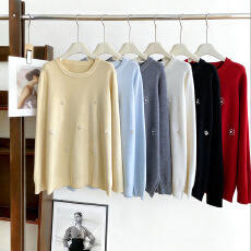 批发实拍大码女装2026春装新款宽松<b class='q'>圆领</b><b class='q'>针织</b>衫上衣胖mm显瘦毛衣打底衫