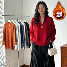 批发实拍大码女装2026春装新款宽松加厚针织衫胖mm加绒内搭毛衣打底衫