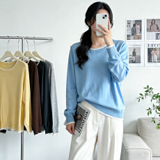 批发实拍大码女装2026春装新款宽松6羊毛针织衫上衣胖mm显瘦薄款毛衣