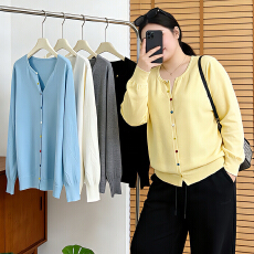 批发实拍大码女装胖mm2026春装新款<b class='q'>宽松</b>减龄百搭纯色针织薄外套上衣