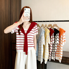 批发实拍大码女装胖mm2026夏装新款减龄显瘦披肩两件套<b class='q'>针织</b>短袖T恤