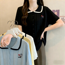批发实拍大码女装2026夏季新款时尚百搭显瘦刺绣胖MM针织<b class='q'>开衫</b>短袖上衣
