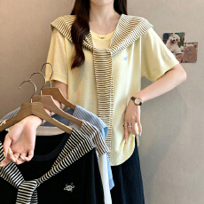 批发实拍大码女装2026夏季新款时尚简约披肩胖妹妹竹节麻针织短袖上衣