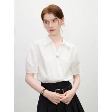 批发设计感V领<b class='q'>衬衫</b><b class='q'>女</b>2026夏装新款<b class='q'>女</b>装<b class='q'>职业</b>装宽松白色短袖<b class='q'>衬衣</b>上衣