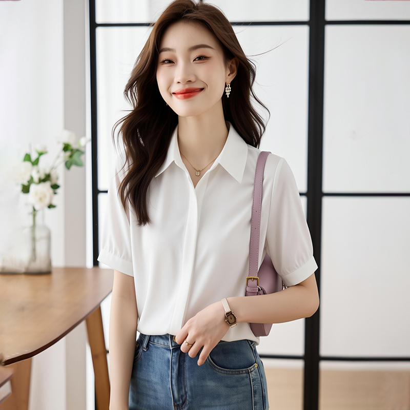 2026 여름 새로운 한국 스타일 다용도 출퇴근 기초 섹션 셔츠 여성 긴 소매 경력 셔츠 여성 셔츠 반팔