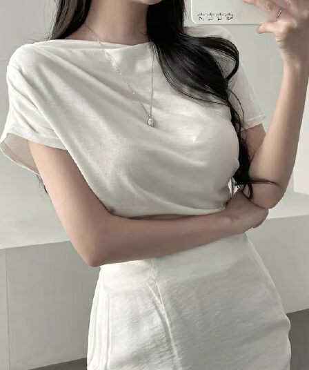 여름 새로운 다용도 주름 반팔 티셔츠
