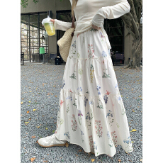 批发长裙碎花印花半身裙气质新款<b class='q'>清新</b>宽松高腰松紧腰裙子