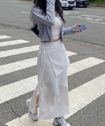이른 가을 새로운 다용도 끈 트임 반신 스커트