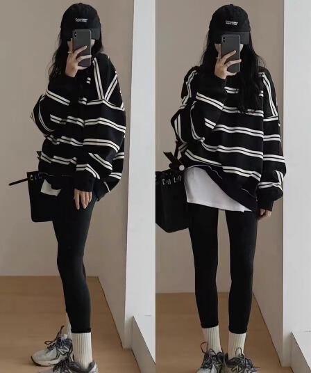 한국 스타일 캐주얼 후드티 여성 봄 가을 새로운 라운드 넥 긴팔 티셔츠 맨위 빅 사이즈 여성 의류 200 kg
