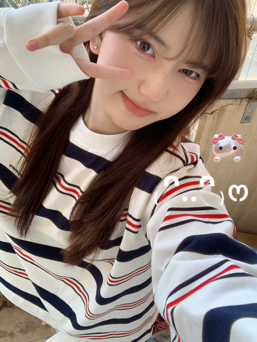 원본 형세 천 스트라이프 생방송 품질 라운드 넥 맨위 여성 의류