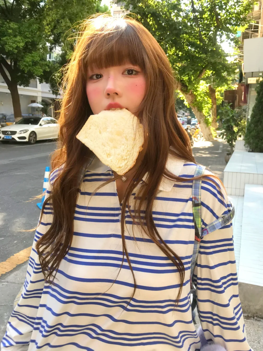 원본 형세 천 POLO 칼라 스트라이프 생방송 품질 라운드 넥 맨위 여성 의류