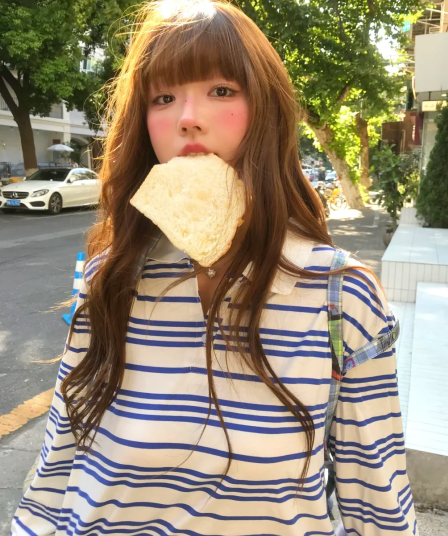 원본 형세 천 POLO 칼라 스트라이프 생방송 품질 라운드 넥 맨위 여성 의류