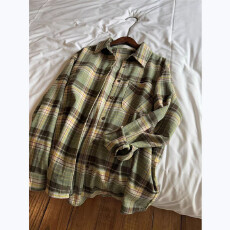 批发复古撞色格子衬衫外套女款<b class='q'>春</b>秋叠穿外搭磨毛格纹衬衣宽松长袖上衣