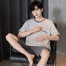 批发2026新款纯棉<b class='q'>男士</b><b class='q'>睡衣</b>套装夏季短袖短裤青少年大码休闲运动家居服