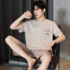 批发春夏纯棉<b class='q'>男士</b><b class='q'>睡衣</b>套装舒适透气轻奢短袖短裤套装休闲可外穿家居服